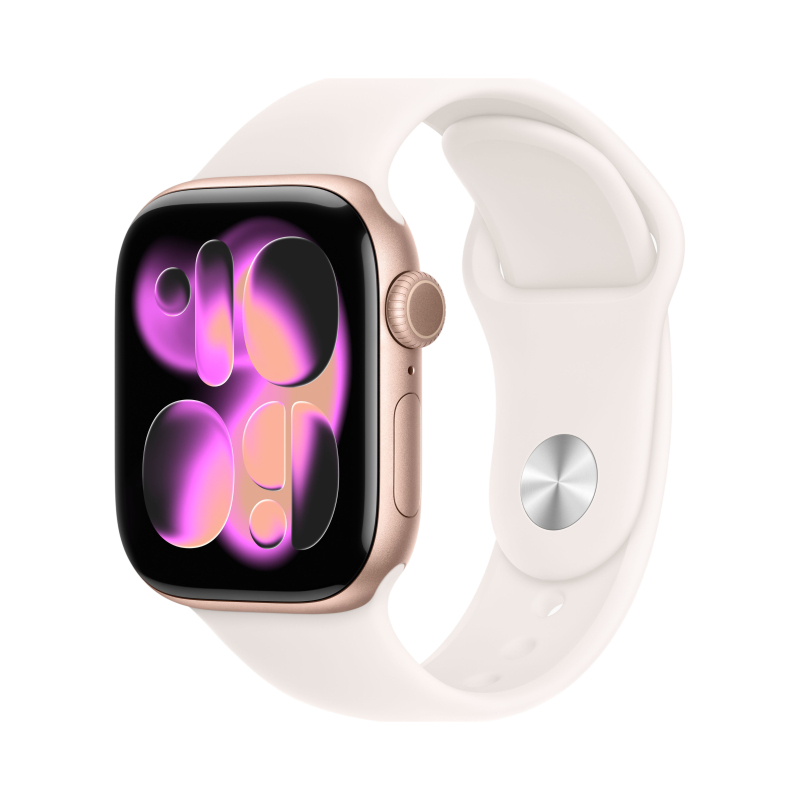 Фото Apple Watch Series 11, 42 мм, корпус из алюминия цвета «Розовое золото», спортивный ремешок, размер M/L Фото Apple Watch Series 11, 42 мм, корпус из алюминия цвета «Розовое золото», спортивный ремешок, размер M/L